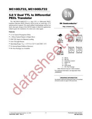 MC100ELT22DR2 datasheet  